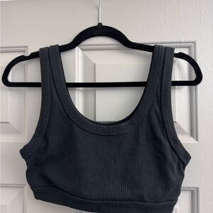 Black Ribbed Crop Top